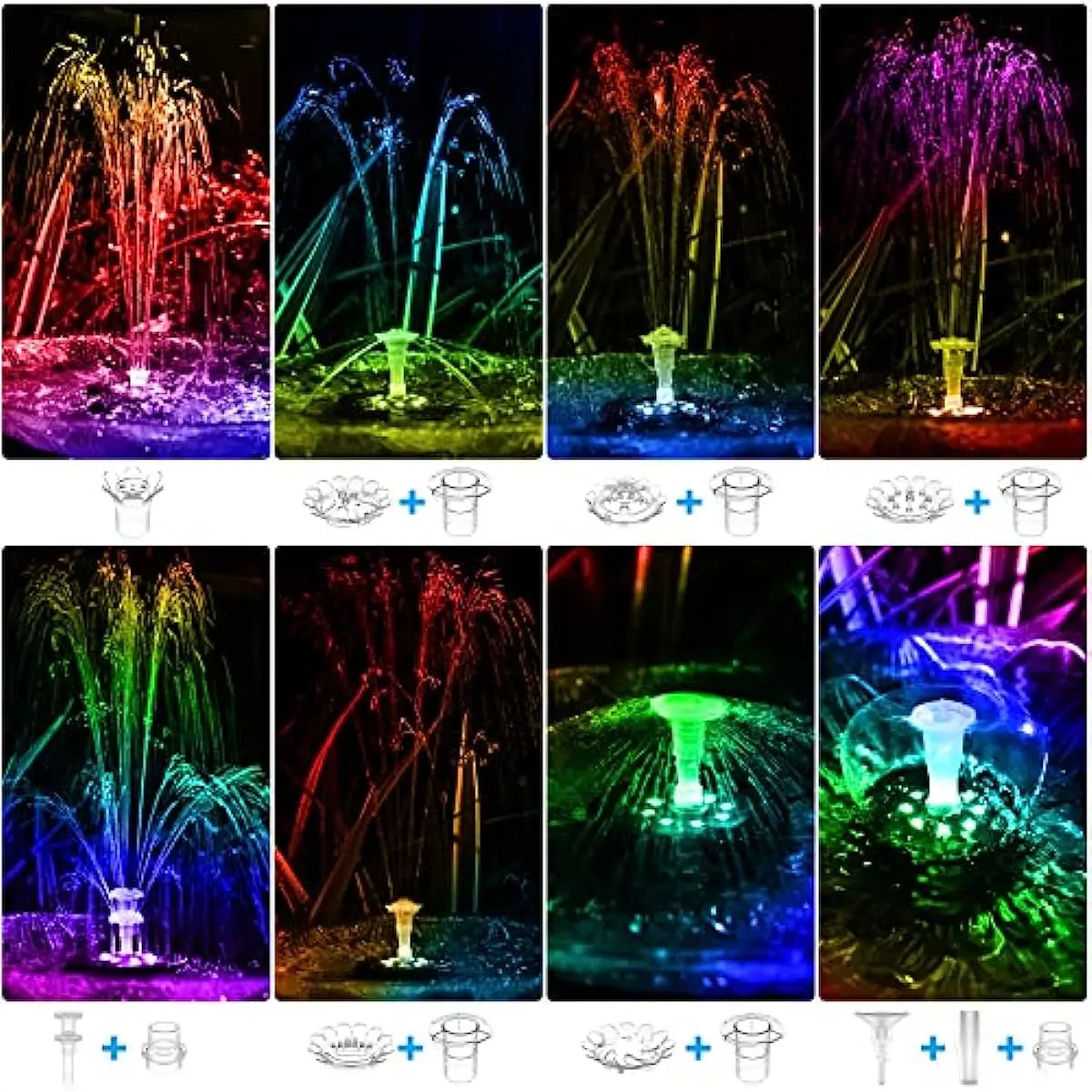2.5W USB Water Fountain Pump with LED Light Floating DIY Water Pump Fountain Outdoor Garden Kit for Bird Bath, Pond,Fish Tank