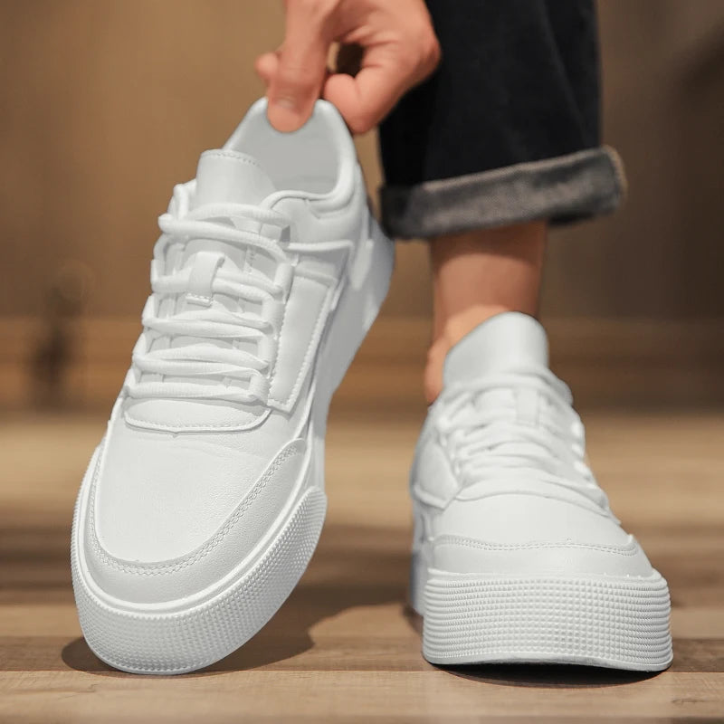Scarpe bianche da uomo, scarpe casual da skateboard per coppie, sneakers comode, scarpe alla moda da uomo con suola spessa, taglie forti 39-47