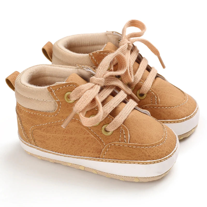 Nuove scarpe marroni per battesimo, scarpe da passeggio per bambini, suola morbida, scarpe da ginnastica per neonati, compleanno, bambini e ragazzi.
