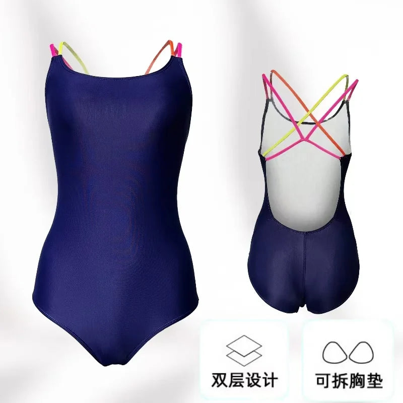 Amber Profional Cetitive One-Piece Swimsuit Women's Sport Training Suit High Elastici Polyester Spandex No Chest Pad
