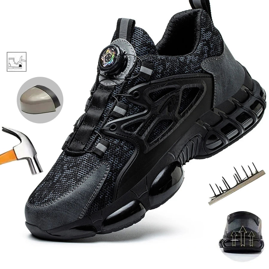 Scarpe antinfortunistiche indistruttibili con puntale in acciaio, antiscivolo, resistenti all'abrasione, scarpe da lavoro da uomo, robuste e comode.