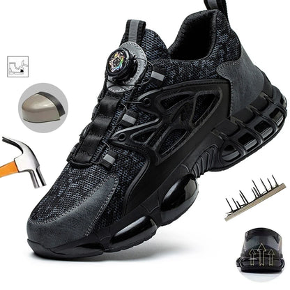 Scarpe antinfortunistiche indistruttibili con puntale in acciaio, antiscivolo, resistenti all'abrasione, scarpe da lavoro da uomo, robuste e comode.