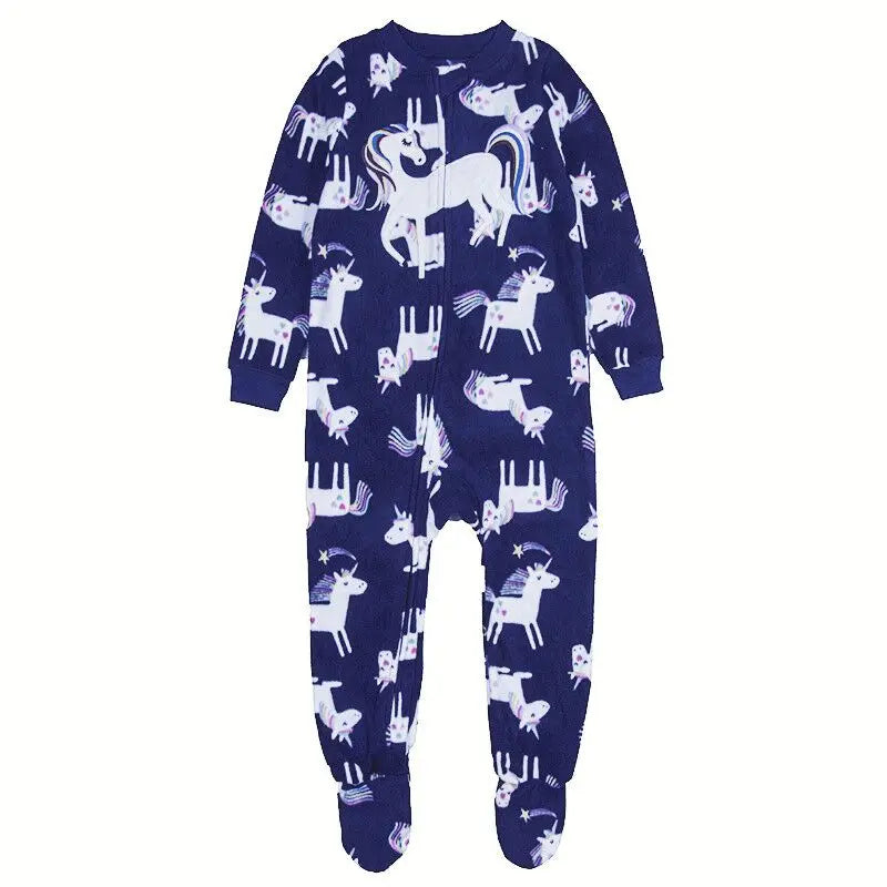 Tute in pile per bambini e bambine, con piedini, pagliaccetti, pigiami caldi per primavera, autunno e inverno.