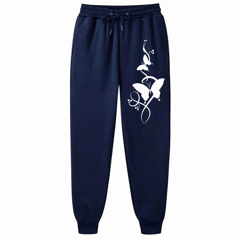 Pantaloni da donna casual e versatili con stampa, pantaloni hip hop alla moda con coulisse e tasche, pantaloni della tuta