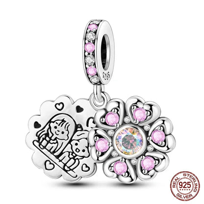 Anello romantico in argento sterling 925 con rosa, ideale per coppie, perfetto come proposta di matrimonio o per San Valentino. Ciondoli e perline adatti a collane e bracciali, perfetti per creare gioielli fai da te e regali.
