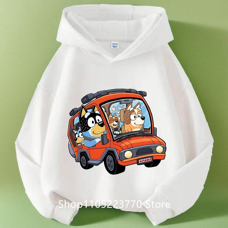 Felpa con cappuccio Bluey per bambini dai 4 ai 14 anni, autunno/inverno, calda e accogliente, con stampa di cartoni animati e anime, ideale per maschietti e femminucce.