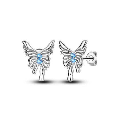 Orecchini a cerchio originali in argento 925 con stella, luna, trifoglio e farfalla con zirconi, perfetti per la creazione di gioielli e come regali di nozze per donne e ragazze.