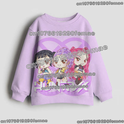 Maglione per bambini con motivo KPOP Demon Hunter Huntrix 2026, maniche lunghe, alla moda, casual, per primavera e autunno.