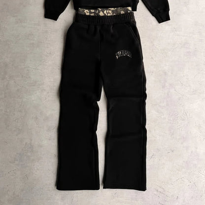 2025 New Tracksuit Men Clothing Y2K Vintage Embroidered Leopard Print Street Casual Hoodie Trendy Double Waist Unisex Sweatpants