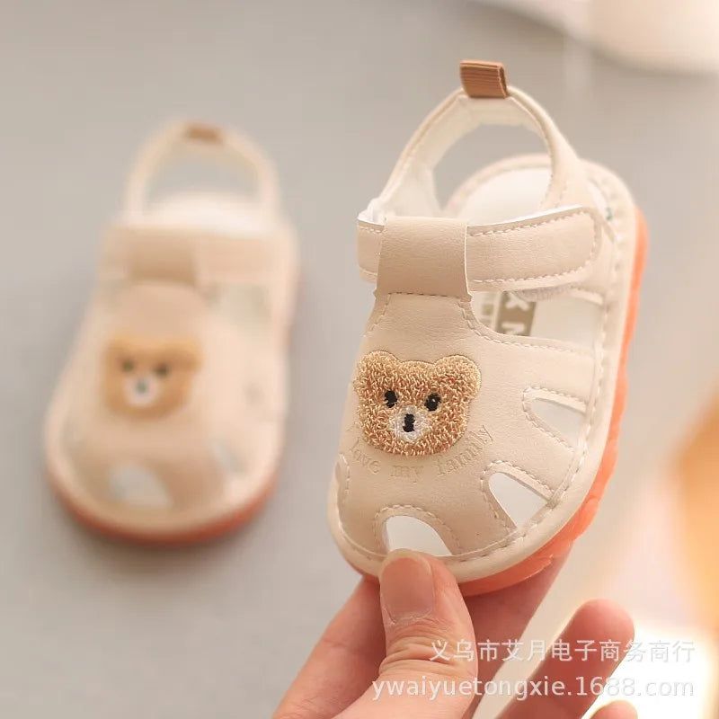 Sandali estivi per bambini da 0 a 2 anni, scarpe con fischietto, sandali per neonati, sandali per bambini e bambine con suola morbida e punta antiurto.