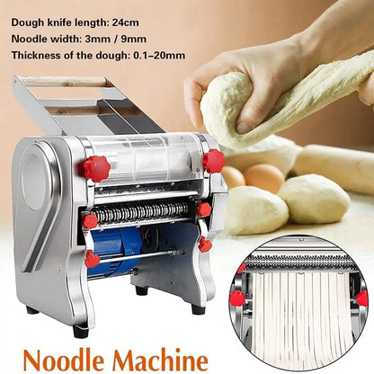 Macchina per pasta elettrica da 550 W, macchina per pasta con rullo per ravioli, acciaio inox, doppia lama, per uso commerciale