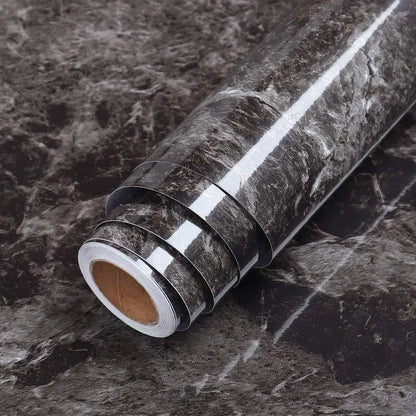 Gray Marble Self-Adhesive Wallpaper Waterproof Vinyl Peel and Stick Wallpapers for Old Furniture Kitchen Countertop Granite Film