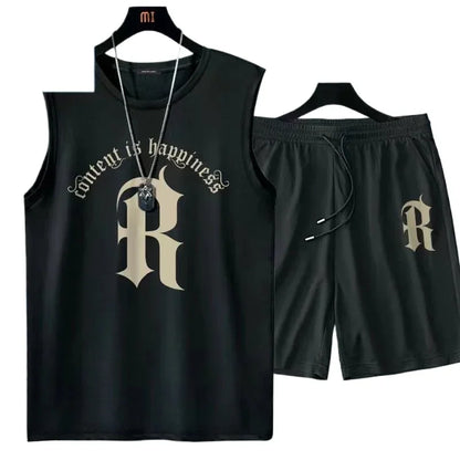 Canotta da allenamento estiva da uomo in poliestere, senza maniche, per sport, palestra e fitness, top casual da uomo, set di abbigliamento da uomo