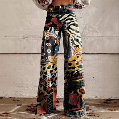 Cross-border Sale of Large-sized Women Casual Pants for European American Trade Thin Style Imitating copy Jeans Wide-leg Fashion