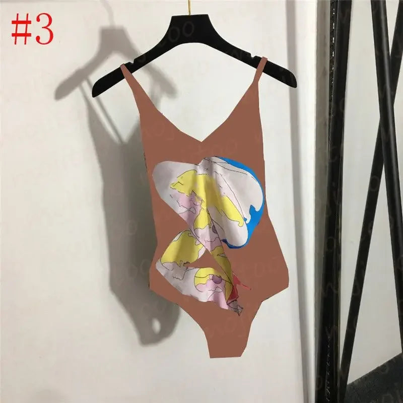 The 2025 high-waisted bikini letter print swimsuit is the latest V-neck swimsuit for women in summer