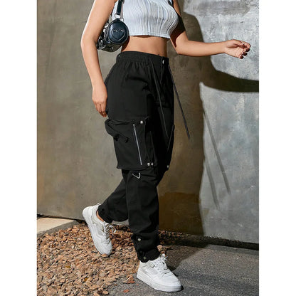 Trendy Casual Workwear Pants Loose Straight Leg Long Trousers Comfortable Polyester Fiber High Waist Spring Summer Fashion