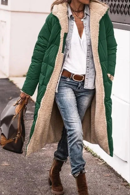 Hot Sale Of The Season Pure Color Hooded Long Sleeve Double-Sided Wear Slimming Personality Open Cardigan Cotton Jacket Women's