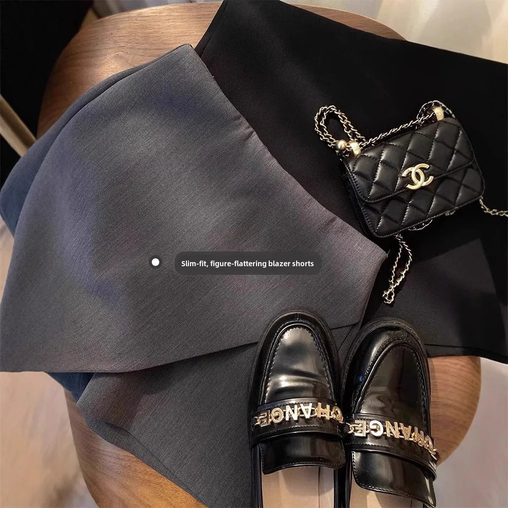 High Waist Black Pants Short Skirt Slit Design Business Style Semi-Body Slimming Versatile Autumn Fashion College Girl Short...