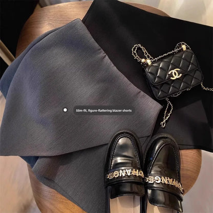 High Waist Black Pants Short Skirt Slit Design Business Style Semi-Body Slimming Versatile Autumn Fashion College Girl Short...