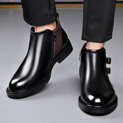Nuovi stivaletti da uomo in pelle di vacchetta, modello autunno/inverno, alla moda, casual, con fibbia, eleganti, stivali Chelsea britannici da uomo.