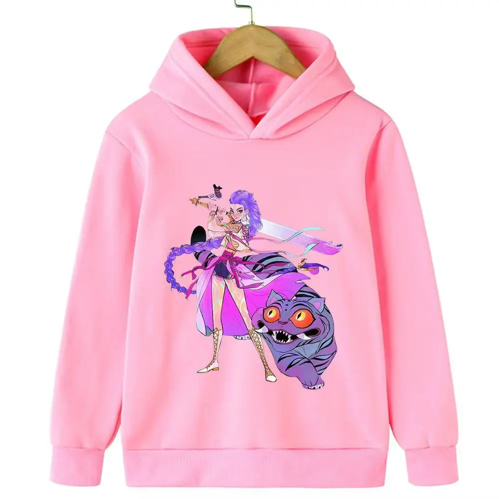 Felpa con cappuccio Kpop cacciatore di streghe per bambini, ragazze, ragazzi, primavera-autunno, giacca dojo originale street, autunno-inverno