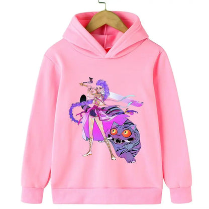 Felpa con cappuccio Kpop cacciatore di streghe per bambini, ragazze, ragazzi, primavera-autunno, giacca dojo originale street, autunno-inverno