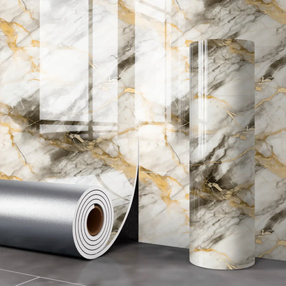 Self Adhesive Marble Wallpaper 1 Roll Waterproof Antifouling Thick Foam Wall Sticker for Bedroom Living Room