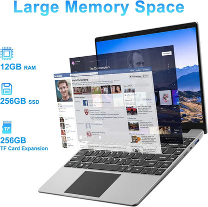 Computer portatile EZbook S5 da 14 pollici con Windows 10, 12 GB di RAM LPDDR4, 256 GB di ROM SSD, schermo Full HD 1080p, processore J4105 e Celeron quad-core.