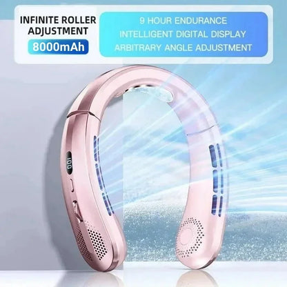 Ventilatore da collo portatile Xiaomi da 8000 mAh con USB, senza pale, mini ricaricabile, silenzioso, con display digitale a LED, raffreddatore d'aria elettrico portatile.