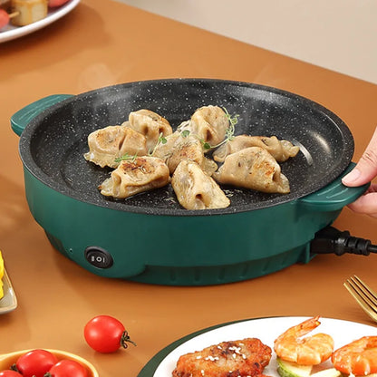 Padella elettrica multicooker 220V per uso domestico, barbecue, frittura di pesce, bistecca, padella antiaderente, macchina per cucinare