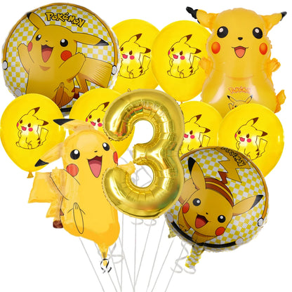 Pikachu Pokemon Balloon 1-9th Birthday Party Decoration Pokemon Squirtle Party aluminum Balloon Baby Shower Pikachu Party Favors
