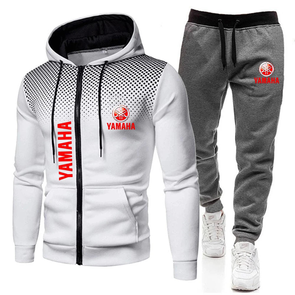 The popular Yamaha logo two-piece men's sportswear for 2025, running clothes, sportswear, hooded sweatshirt, zipper sweatshirt,