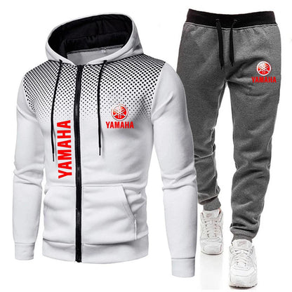 The popular Yamaha logo two-piece men's sportswear for 2025, running clothes, sportswear, hooded sweatshirt, zipper sweatshirt,
