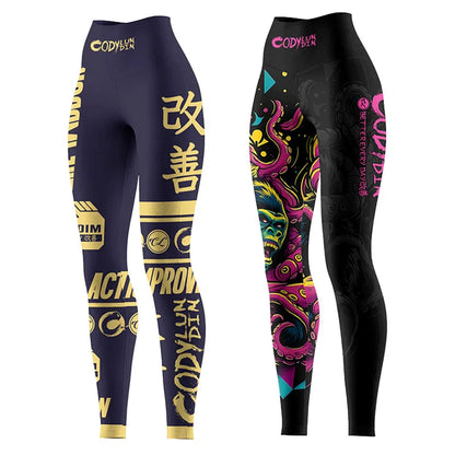 Cody Lundin Custom logo Full Compression Printed Sports Gym Pants Women's  Breathable Quick Dry MMA Grappling Jiu jitsu leggings