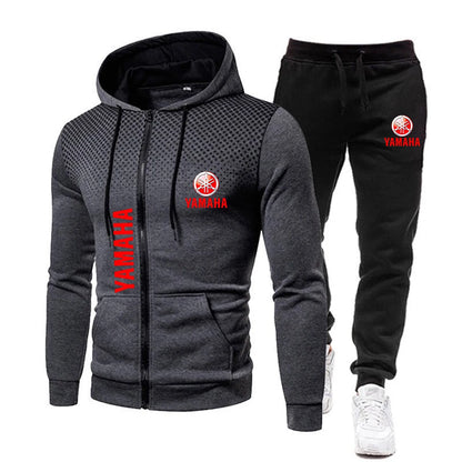 The popular Yamaha logo two-piece men's sportswear for 2025, running clothes, sportswear, hooded sweatshirt, zipper sweatshirt,