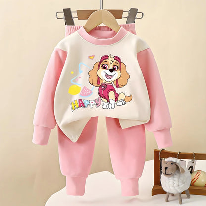 Set pigiama per bambini a maniche lunghe con stampa Paw Patrol, ideale per autunno e inverno. Completo morbido per la casa, perfetto per bambine. Set di pigiami casual per bambini.