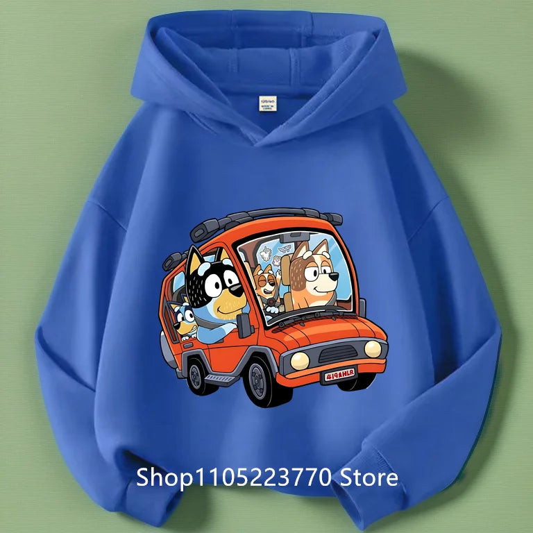 Felpa con cappuccio Bluey per bambini dai 4 ai 14 anni, autunno/inverno, calda e accogliente, con stampa di cartoni animati e anime, ideale per maschietti e femminucce.