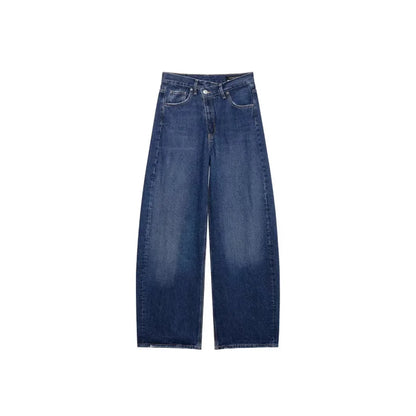 Jeans casual a vita alta e gamba larga da donna, pantaloni in denim versatili con effetto snellente, nuova collezione estiva, alla moda.