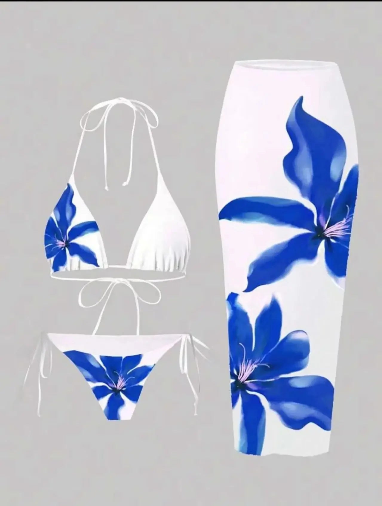 Costume da bagno a tre pezzi con stampa sexy Charms Lilies, set bikini in edizione limitata, attraente, sensuale, alla moda, abbigliamento femminile.