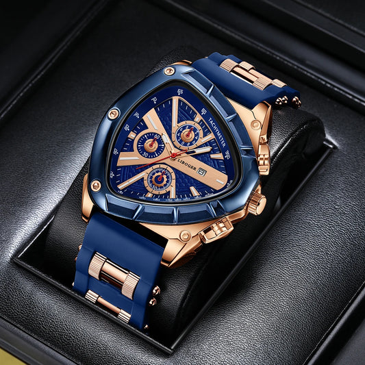Orologio sportivo da uomo unico, cinturino in silicone di alta qualità, orologio al quarzo con datario automatico, nuovo design, orologio da polso di tendenza, regalo per lui