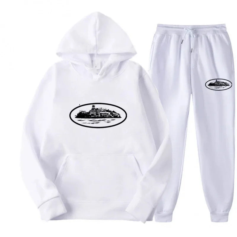 NICE Loose Unisex Fleece-lined Printed Sweatshirt Hoodie Set Devil Prisoner Pattern Eco-Friendly Soft Comfortable Casual Wear