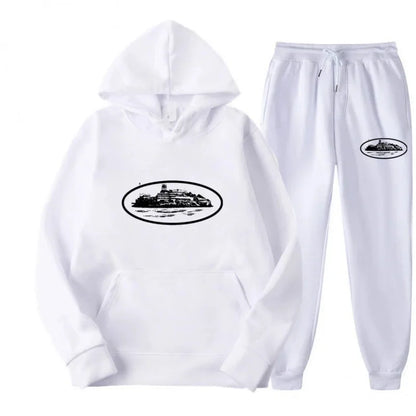 NICE Set felpa con cappuccio unisex ampio e foderato in pile, con stampa "Devil Prisoner Pattern", ecologico, morbido, comodo, abbigliamento casual