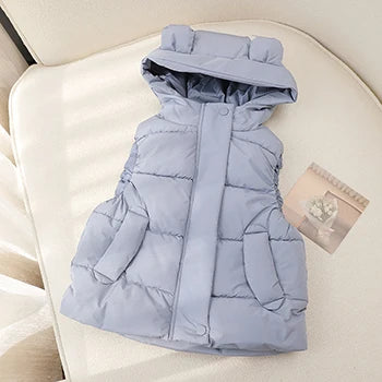 Gilet da bambino autunno/inverno 2-6 anni, caldo, tinta unita, senza maniche, con cappuccio e cerniera, gilet da bambina, regalo di compleanno, abbigliamento per bambini