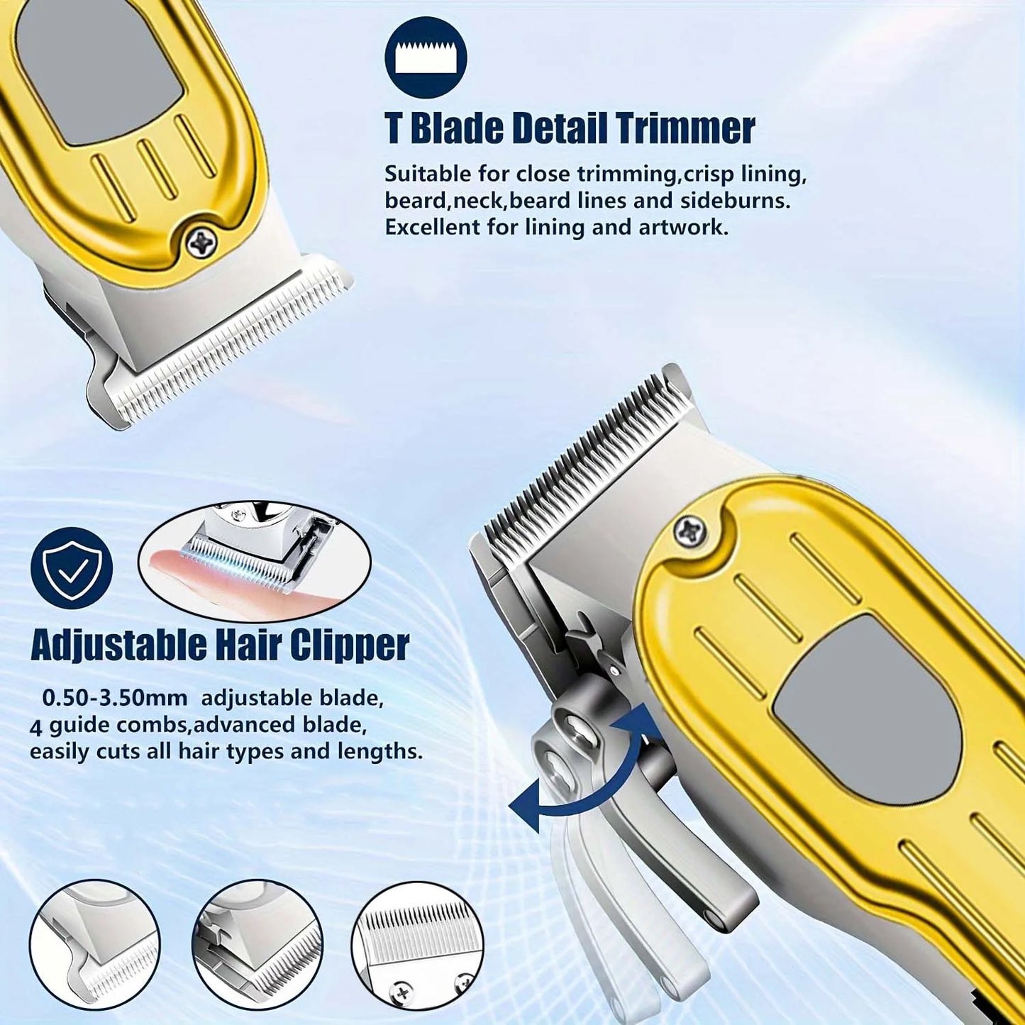 3 in 1 Hair Clippers for Men Beard Trimmer Kits Sets Electric Shavers Hair Clippers Trimmer T-Blade for Barber Home for Gifts