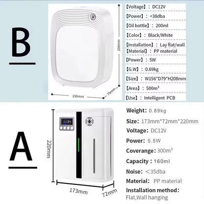 Diffusore automatico di aromi e profumi da 160 ml con timer, per oli essenziali, ideale per casa, hotel e camere d'albergo.