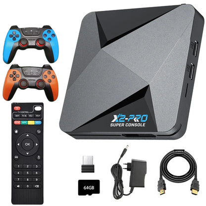 X2 Pro Retro Video Game Console TV Box 100000+ Games with 2 Gamepads Super Console 4K 60+ Game Emulators for DC/Arcade/MAME/Sega