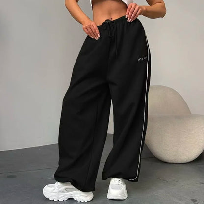 Casual sports pants Y2K American pink retro hip-hop women's fashion loose slow-leg running pants high-waisted wide-leg pants