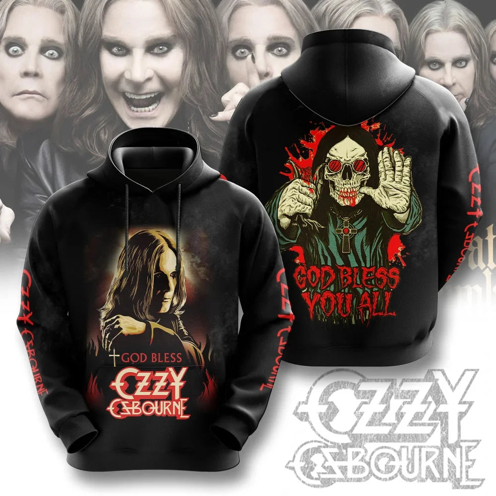 Felpa con cappuccio con stampa 3D del gruppo rock Ozzy Osbourne, uomo e donna, alla moda, oversize, abbigliamento per adulti, cappotto per fan, felpa con cappuccio da uomo Y2k
