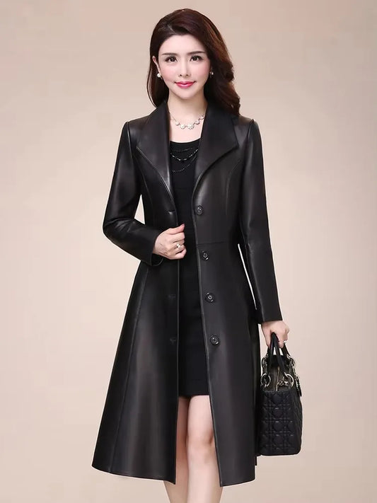 Mauroicardi Spring Autumn Fitted Soft Black Pu Leather Blazer Jacket Women Single Breasted Elegant Luxury Designer Clothes 2025
