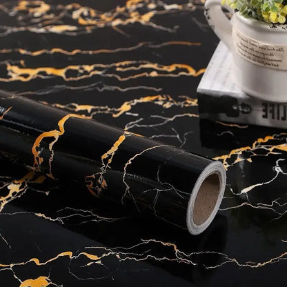 Gray Marble Self-Adhesive Wallpaper Waterproof Vinyl Peel and Stick Wallpapers for Old Furniture Kitchen Countertop Granite Film